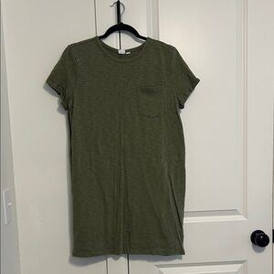 Gap s p small petite pocket tee shirt mini dress rolled sleeve green